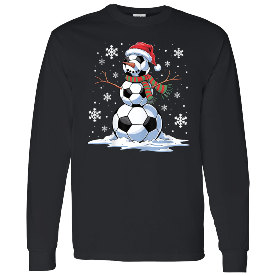 Soccer Snowman Long Sleeve Tee