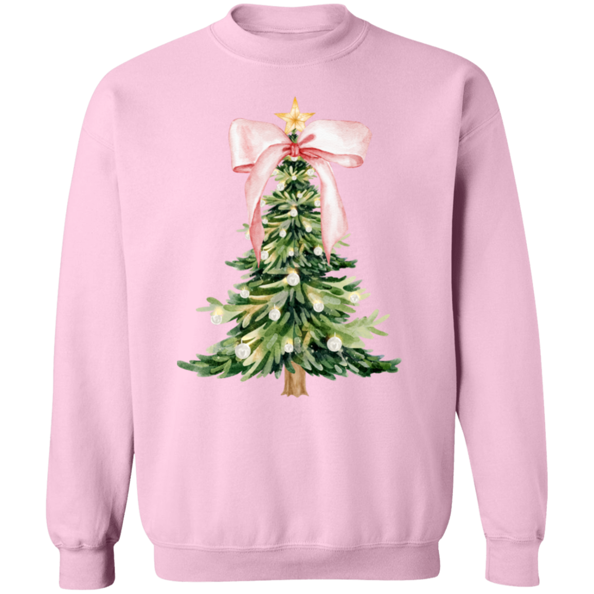 Pink Christmas Tree Bow T-shirt | Sweatshirt